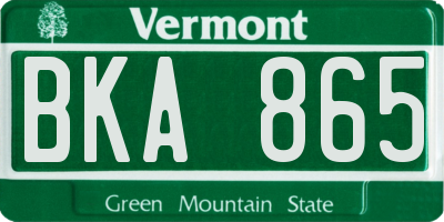 VT license plate BKA865