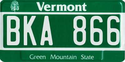 VT license plate BKA866