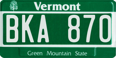 VT license plate BKA870