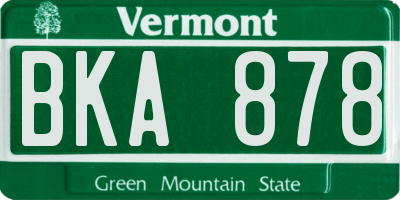 VT license plate BKA878