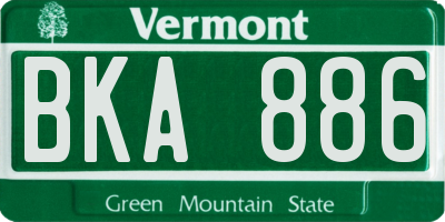 VT license plate BKA886