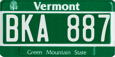 VT license plate BKA887
