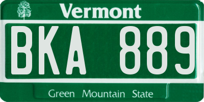 VT license plate BKA889
