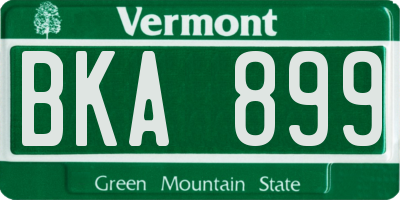 VT license plate BKA899