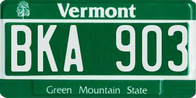 VT license plate BKA903
