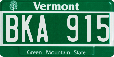 VT license plate BKA915