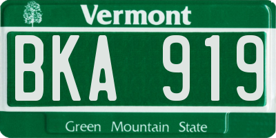 VT license plate BKA919