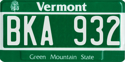 VT license plate BKA932