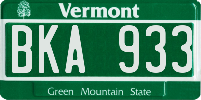VT license plate BKA933