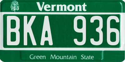 VT license plate BKA936