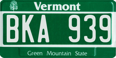 VT license plate BKA939