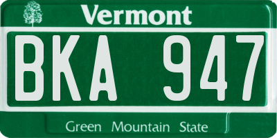 VT license plate BKA947