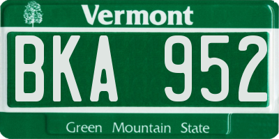 VT license plate BKA952