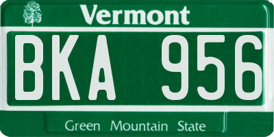 VT license plate BKA956