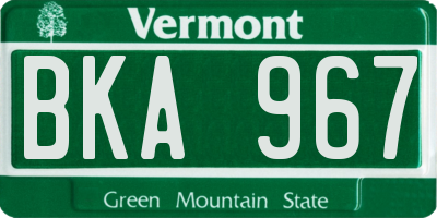 VT license plate BKA967
