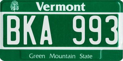 VT license plate BKA993
