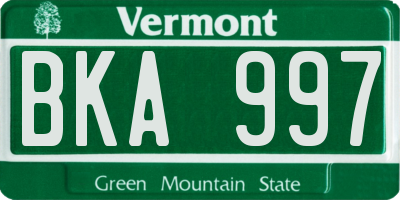 VT license plate BKA997