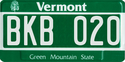 VT license plate BKB020