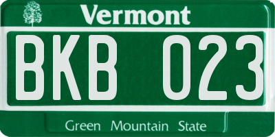 VT license plate BKB023