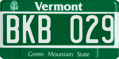 VT license plate BKB029
