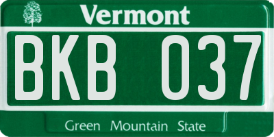VT license plate BKB037