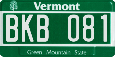 VT license plate BKB081