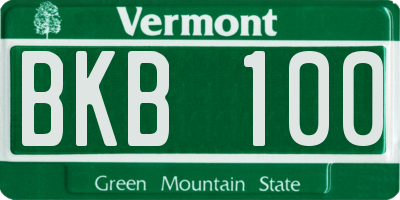 VT license plate BKB100