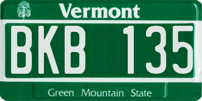 VT license plate BKB135