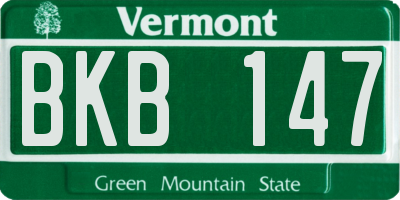 VT license plate BKB147