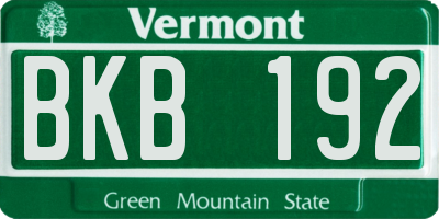 VT license plate BKB192