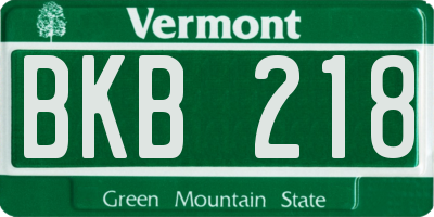 VT license plate BKB218