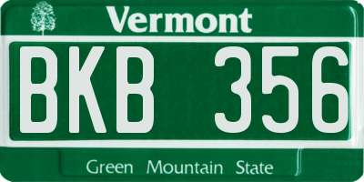 VT license plate BKB356
