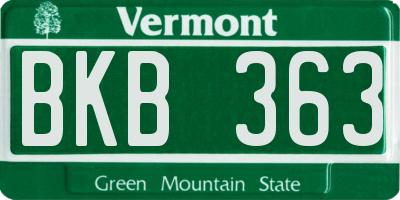 VT license plate BKB363