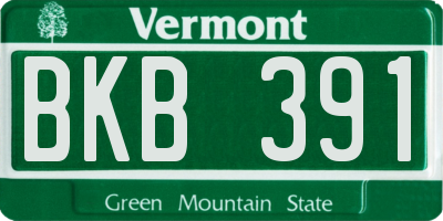 VT license plate BKB391