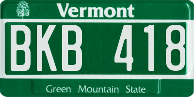 VT license plate BKB418