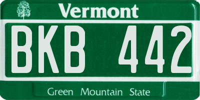 VT license plate BKB442