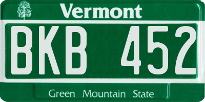 VT license plate BKB452