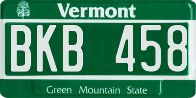VT license plate BKB458
