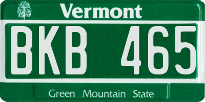 VT license plate BKB465