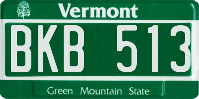 VT license plate BKB513