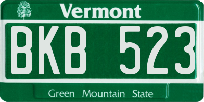 VT license plate BKB523
