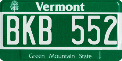VT license plate BKB552