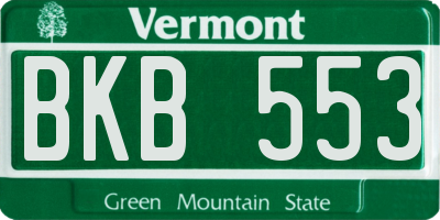 VT license plate BKB553