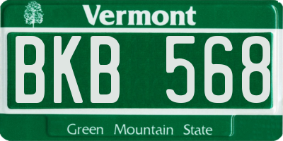VT license plate BKB568