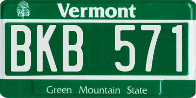 VT license plate BKB571