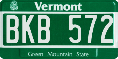 VT license plate BKB572