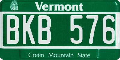 VT license plate BKB576