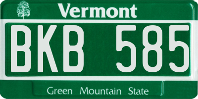 VT license plate BKB585