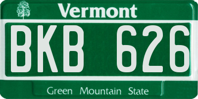 VT license plate BKB626