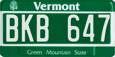 VT license plate BKB647